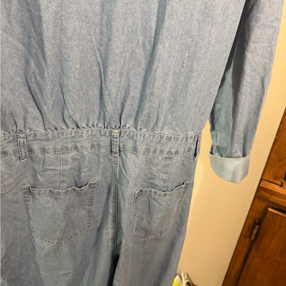 Light Wash Denim Jumpsuit - Picture 5 of 5